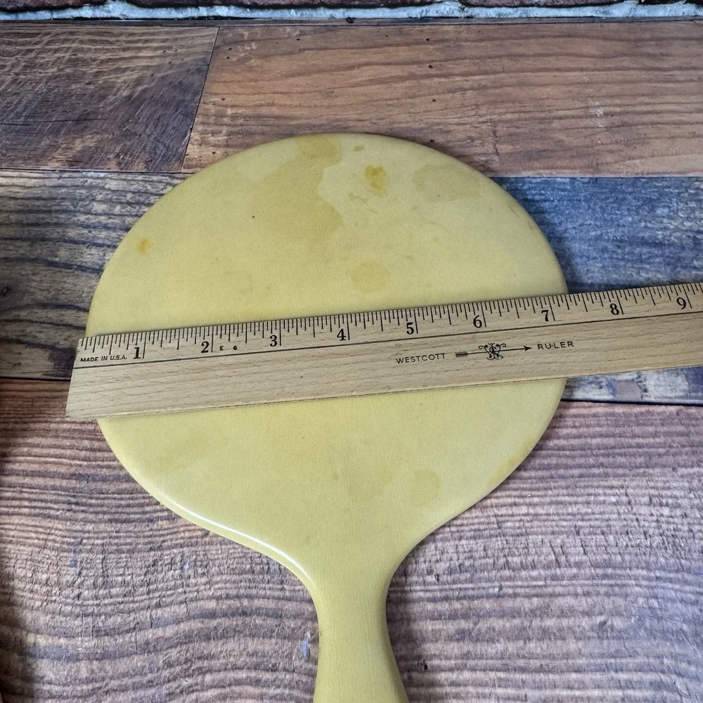 Vtg Vanity Set Mirror Brush Bakelite Celluloid‎ 1920's Natural Bristles Antique